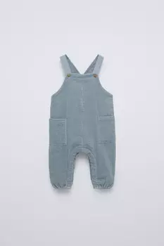 Вельветовые комбинезоны с карманами ZARA, синий