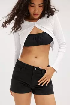 Вельветовые мини-шорты из хлопка Monki, черный