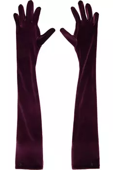 Вельветовые перчатки Mugler, цвет burgundy
