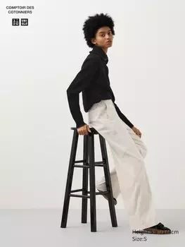 Вельветовые широкие брюки длинные Uniqlo, белый