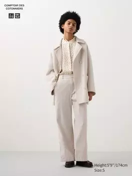 Вельветовые широкие брюки Uniqlo, белый