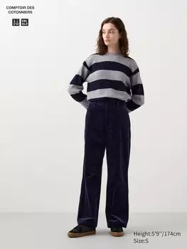 Вельветовые широкие брюки Uniqlo, цвет 69 синий