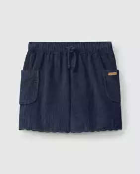 Вельветовые шорты для девочки на кулиске Laranjinha, темно-синий