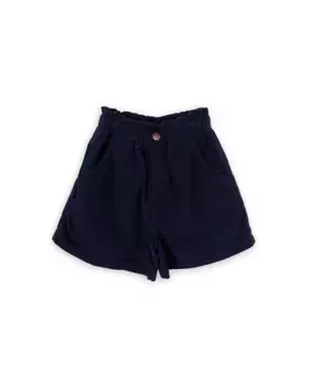 Вельветовые шорты для девочки с резинкой на талии и карманами KNOT, темно-синий