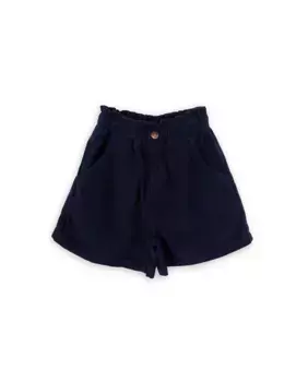 Вельветовые шорты для девочки с резинкой на талии и карманами KNOT, темно-синий