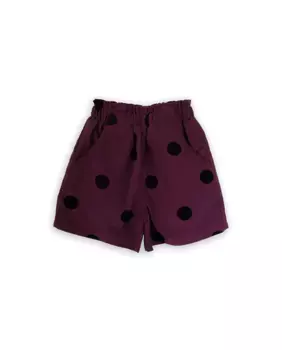 Вельветовые шорты для девочки в горошек и на резинке на талии KNOT, бордовый