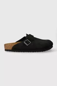 Вельветовые замшевые тапочки Boston Birkenstock, черный