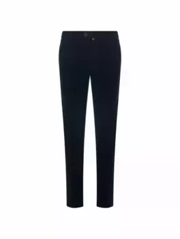 Вельветовые зауженные брюки Kiton, тёмно-синий