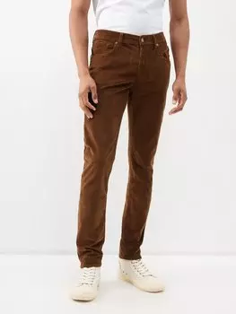 Вельветовые зауженные брюки slimmy 7 For All Mankind, коричневый