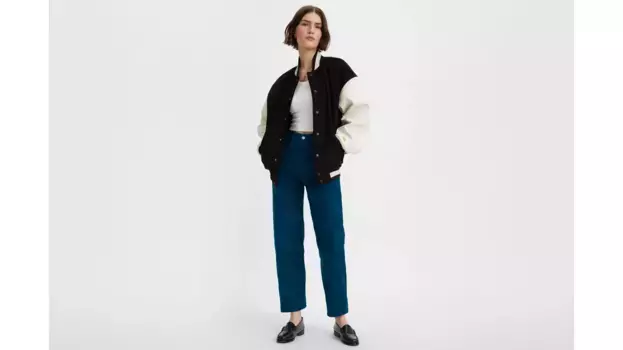 Вельветовые женские брюки прямого кроя с рельефной лодыжкой Levi's, цвет Gibralter Sea - Blue