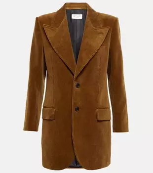 Вельветовый блейзер SAINT LAURENT, коричневый