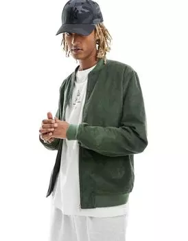 Вельветовый бомбер цвета хаки ASOS DESIGN