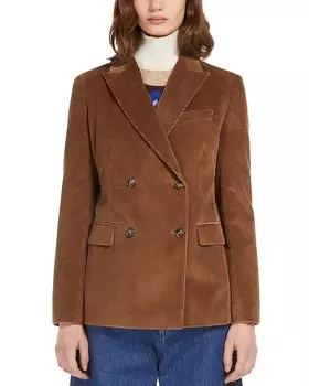 Вельветовый двубортный пиджак Weekend Max Mara Katanga, коричневый