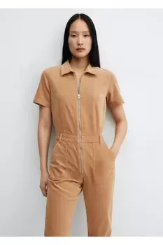 Вельветовый комбинезон на молнии Mango, коричневый