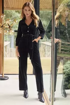 Вельветовый комбинезон с широкими штанинами и рукавами 3/4 Friends Like These, синий