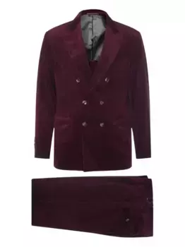 Вельветовый костюм с двубортным пиджаком Brunello Cucinelli, красный
