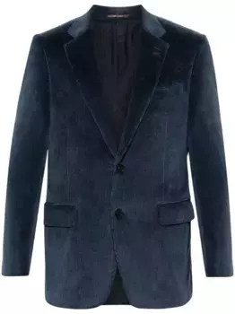 Вельветовый однобортный пиджак Canali, синий