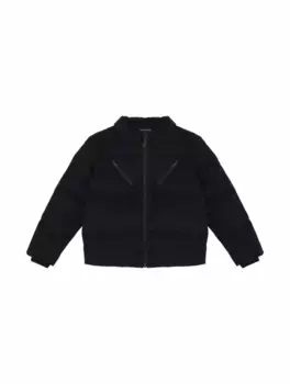 Вельветовый пуховик с логотипом EMPORIO ARMANI, тёмно-синий