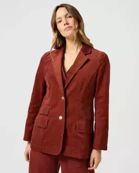 Вельветовый женский пиджак с застежкой на пуговицы Wrangler, коричневый