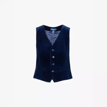 Вельветовый жилет из хлопка с асимметричным подолом Polo Ralph Lauren, индиго