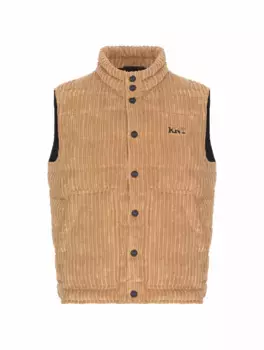 Вельветовый жилет с логотипом Kiton, бежевый