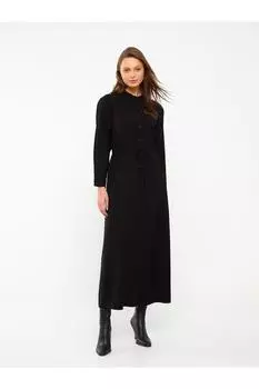 Великолепное прямое женское платье с длинным рукавом и воротником LC Waikiki, зеленый