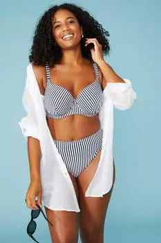 Великолепные плавки бикини со средней талией и высокими штанинами в полоску Debenhams, мультиколор