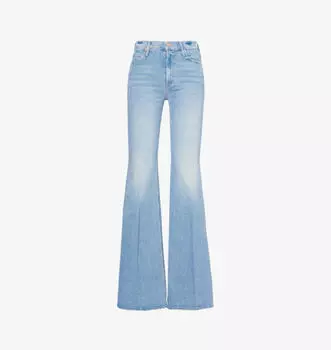 Великолепные расклешенные прямые джинсы средней посадки из эластичного денима Mother, цвет horseback to quarterback