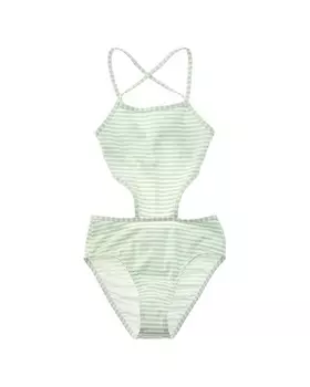 Великолепный цельный комбинезон с высоким воротником и вырезом Splendid, зеленый