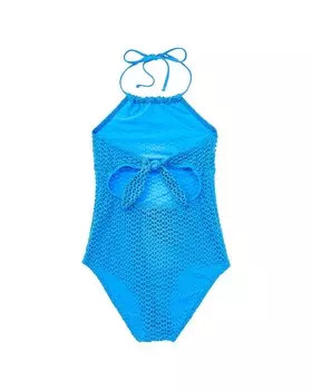 Великолепный цельный купальник в сетку Splendid, синий