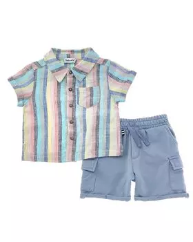 Великолепный комплект из 2 предметов: рубашка и шорты из льна Santa Monica Splendid, синий