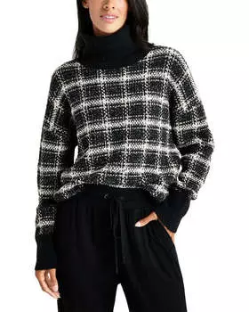 Великолепный свитер-водолазка в клетку Ginny из альпаки и шерсти Splendid, черный