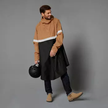 Велодождевик City 540 видимость ночью черный/светло-коричневый BTWIN, цвет braun