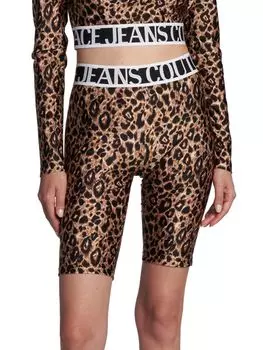 Велосипедки Animalier с леопардовым принтом Versace Jeans Couture, черный/бежевый