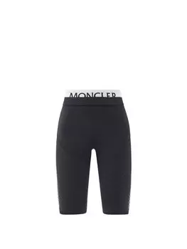 Велосипедки из жаккардового джерси с логотипом Moncler, черный