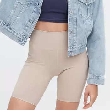 Велосипедки с карманами Uniqlo Airsm Soft Active Biker Shorts, бежевый