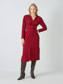Велосипедное платье John Lewis с завязкой на талии, красное