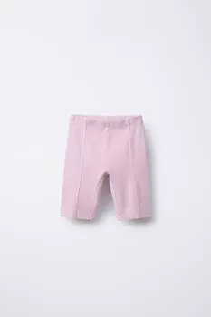 Велосипедные леггинсы в рубчик с эффектом стирки ZARA, цвет Faded pink