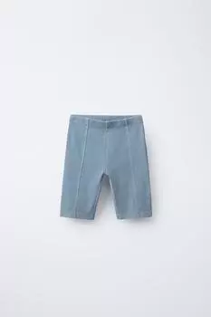 Велосипедные леггинсы в рубчик с эффектом стирки ZARA, цвет Faded blue