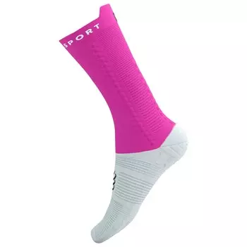 Велосипедные носки Compressport Pro Racing Socks V4.0 Bike, цвет White/Neon Pink