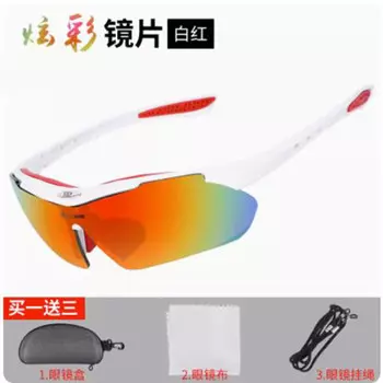 Велосипедные очки Jiaolu, велосипедные поляризационные ветрозащитные очки для занятий спортом на открытом воздухе (белые и красные цветные линзы * 2)