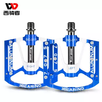 Велосипедные педали WestBiking из алюминиевого сплава универсальные с подшипниками, синий