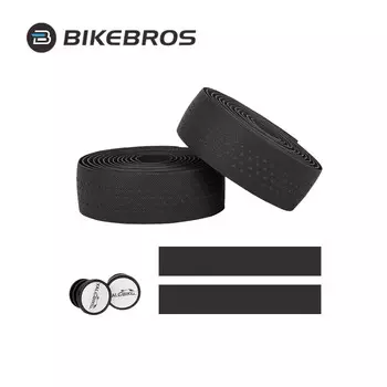 Велосипедные рули BIKEBROS с дорожным рулем с изогнутыми рулями, гоночные рули с мертвым велосипедным сигналом, дышащие, противоскользящие, амортизирующие, впитывающие пот, ремни на руле из искусственной кожи, обернутые черными ремнями