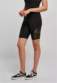 Велосипедные шорты URBAN CLASSICS " Urban Classics Women's Ladies High Waist Lace Inset Cycle Shorts" (1 шт.), черный