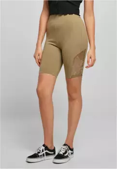 Велосипедные шорты URBAN CLASSICS " Urban Classics Women's Ladies High Waist Lace Inset Cycle Shorts" (1 шт.), хаки