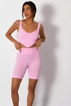 Велосипедные шорты в рубчик розового цвета QUIZ Clothing