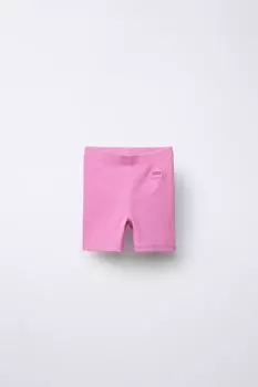 Велосипедные шорты в рубчик с этикеткой ZARA, цвет Pink/Lilac