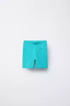 Велосипедные шорты в рубчик с этикеткой ZARA, цвет Dark turquoise