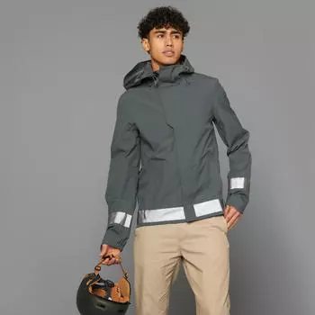 Велосипедный дождевик City 540 мужской, видимый ночью зеленый BTWIN, цвет gruen