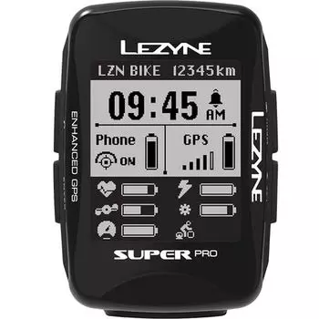 Велосипедный компьютер Super Pro GPS Pro с нагрузкой Lezyne, черный